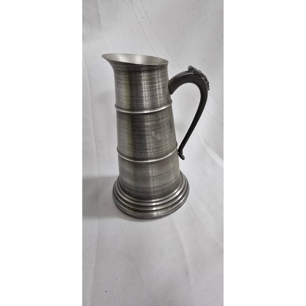 Vtg Seymour Mann Pewtertone Italy pitcher MCM brutalist barware old-world rustic